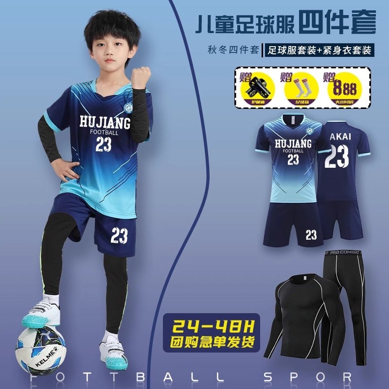 Kidsren'S Football Uniforms, Boys' Primary School Game Uniforms, Girls' Training Uniforms, Football Jerseys With Printed Numbers - Image 2