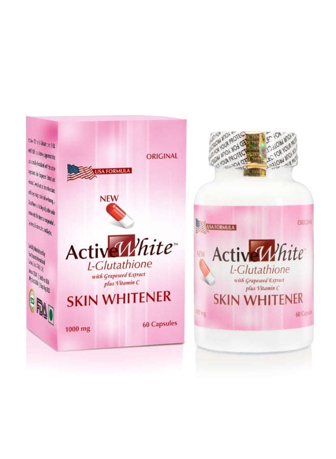 Active White Glutathione Whitening Capsules – 1000mg with Vitamin C, Skin Glow Supplement – 60 Tabs - Image 4
