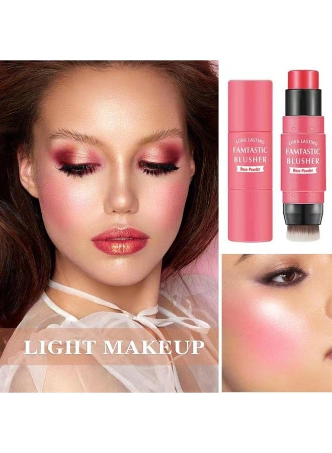 LZYLLS Cream Blush Stick with Brush,Waterproof Multi Cream Blush Stick Makeup,Lightweight,Long-lasting,Easy To Use,2 in 1 Multi Stick Blush for Cheeks & Lip Tint & Eyeshadow Makeup,Suitable for All Skin(#02 - Image 4