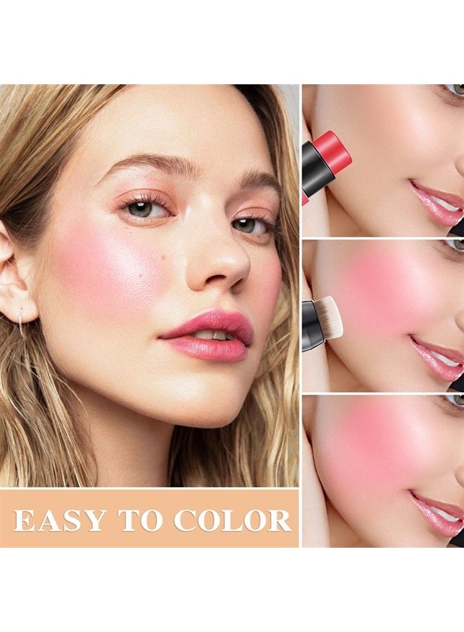 LZYLLS Cream Blush Stick with Brush,Waterproof Multi Cream Blush Stick Makeup,Lightweight,Long-lasting,Easy To Use,2 in 1 Multi Stick Blush for Cheeks & Lip Tint & Eyeshadow Makeup,Suitable for All Skin(#02 - Image 3
