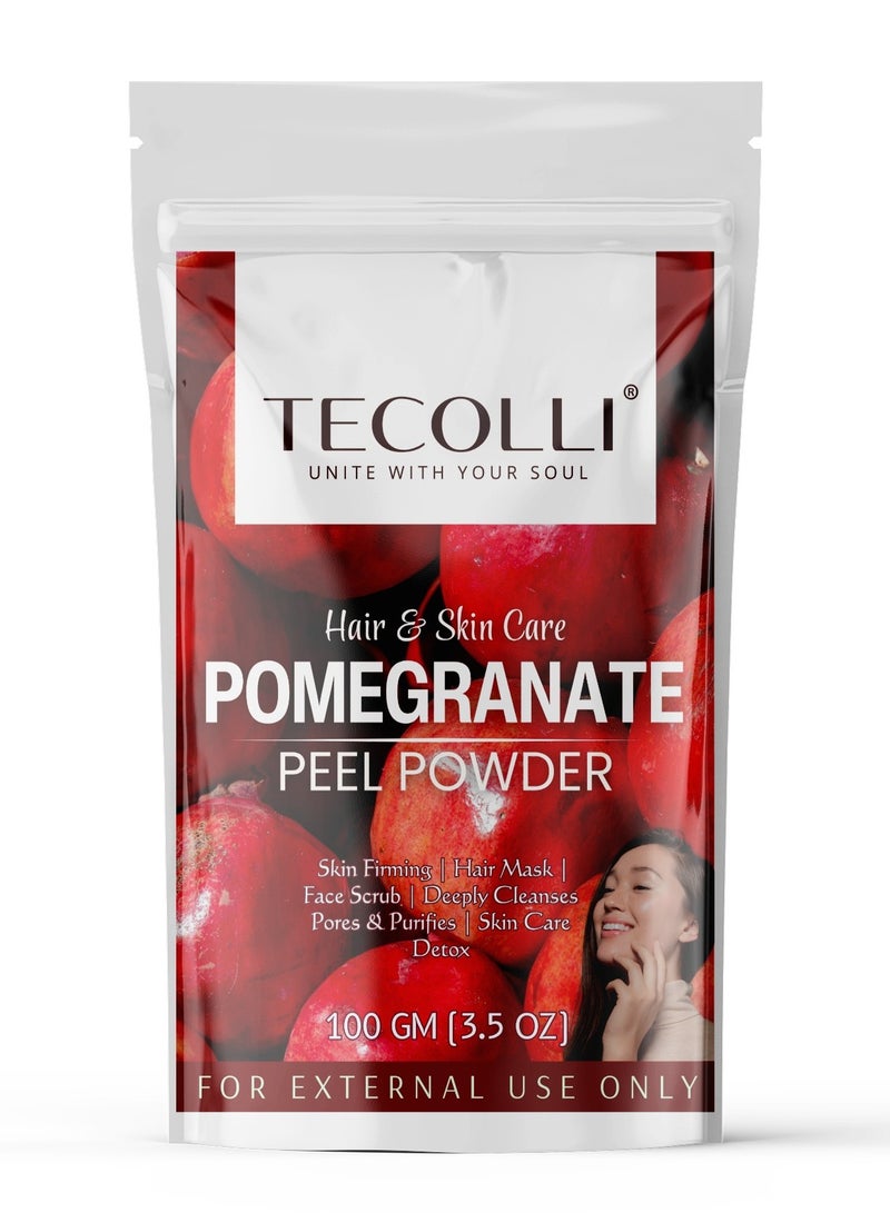 Tecolli® Pomegranate Peel Powder 100% Natural,Promotes skin brightening, anti-aging, and nourishes hair,Rich in antioxidants,Reduces dark spots and encourages glowing skin-100 gm