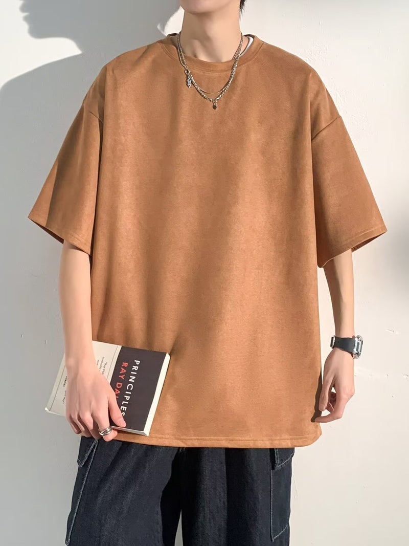 Suede Heavy Short-Sleeved T-Shirt Men'S Design American Retro Trendy Brand Trendy Short-Sleeved Summer - Image 4