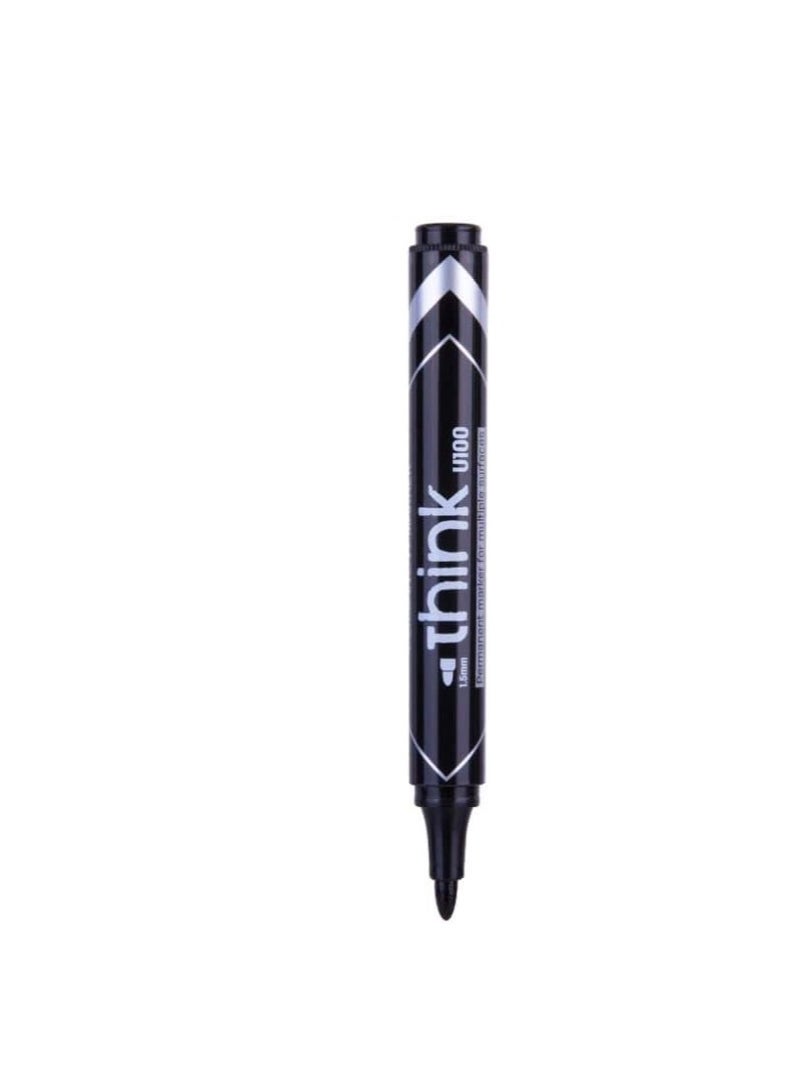 Deli Think Tip Low Bullet tip 1.5mm, Permanent Marker, Black ( Pack of 12) - Image 2