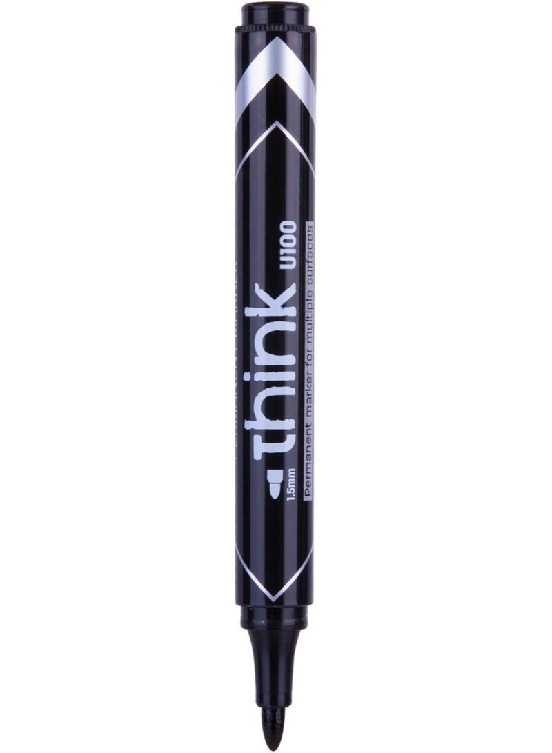 Deli Think Tip Low Bullet tip 1.5mm, Permanent Marker, Black ( Pack of 12) - Image 4