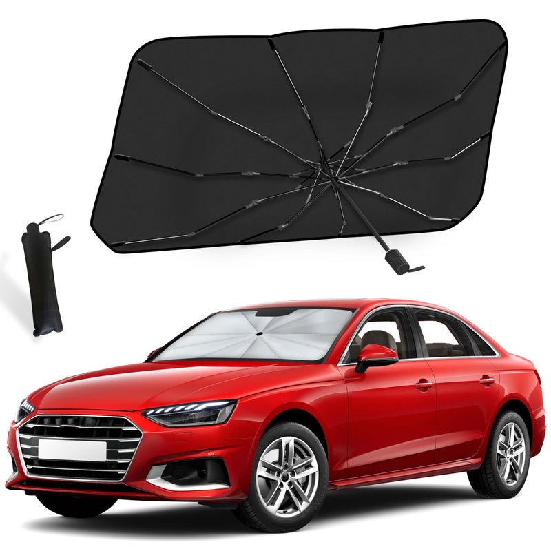 EcoNour Car Windshield Sun Shade | Foldable Car Umbrella Sun Shade | Windshield Cover Sunshade Blocks UV Rays | Sun Visor Protector | Automotive Interior Sun Protection Accessories (Medium 53" x 30") - Image 1