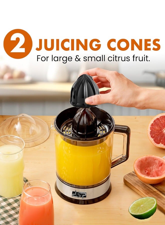 دي اس بي عصارة حمضيات كهربائية ، خالية من البيسفينول أ و 2 مخاريط مع التحكم في اللب ، عصارة كهربائية للبرتقال والليمون والليمون والجريب فروت مع صنبور سهل الصب ، 1.2 لتر ، كي جي 1083 أسود / ستانلس ستيل - Image 3