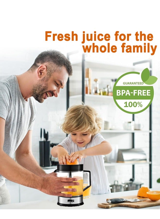 دي اس بي عصارة حمضيات كهربائية ، خالية من البيسفينول أ و 2 مخاريط مع التحكم في اللب ، عصارة كهربائية للبرتقال والليمون والليمون والجريب فروت مع صنبور سهل الصب ، 1.2 لتر ، كي جي 1083 أسود / ستانلس ستيل - Image 5