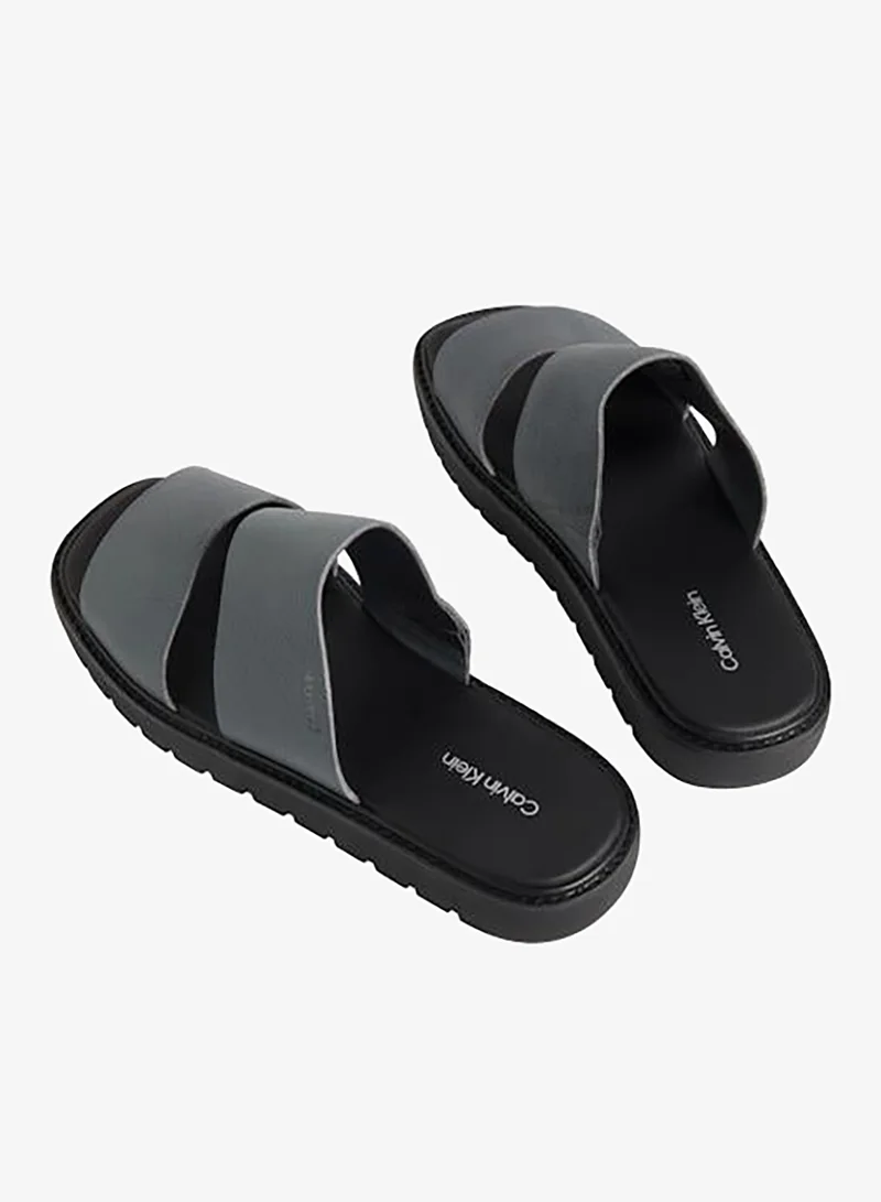 Calvin Klein Turbulence/Black Leather Double Strap Sandals for Men | Best Price UAE