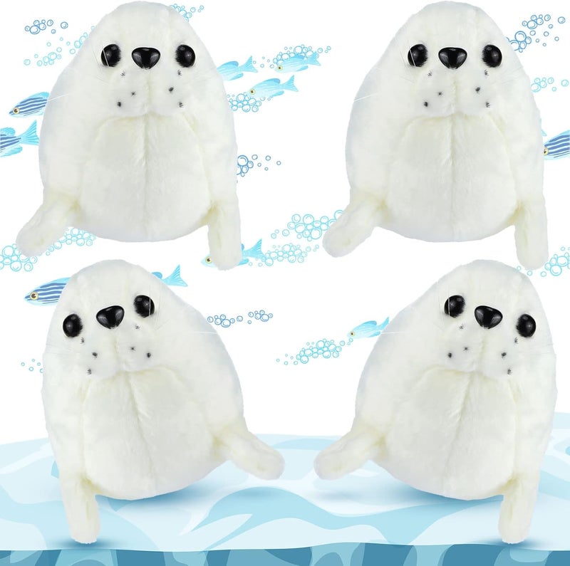 Sosation 4 Pcs Seal Plush Toy Seal Stuffed Animal White Chubby Seal Animal Doll Cute Seal Hug Pillow Plush Toys Set for Boy Girls Babies Toddlers10 Inch Room Decor - Image 2