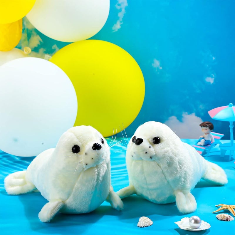 Sosation 4 Pcs Seal Plush Toy Seal Stuffed Animal White Chubby Seal Animal Doll Cute Seal Hug Pillow Plush Toys Set for Boy Girls Babies Toddlers10 Inch Room Decor - Image 3