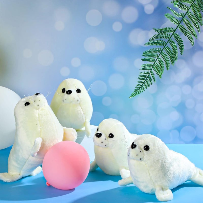 Sosation 4 Pcs Seal Plush Toy Seal Stuffed Animal White Chubby Seal Animal Doll Cute Seal Hug Pillow Plush Toys Set for Boy Girls Babies Toddlers10 Inch Room Decor - Image 1