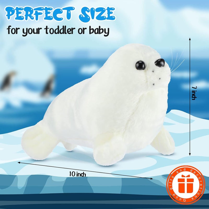 Sosation 4 Pcs Seal Plush Toy Seal Stuffed Animal White Chubby Seal Animal Doll Cute Seal Hug Pillow Plush Toys Set for Boy Girls Babies Toddlers10 Inch Room Decor - Image 4