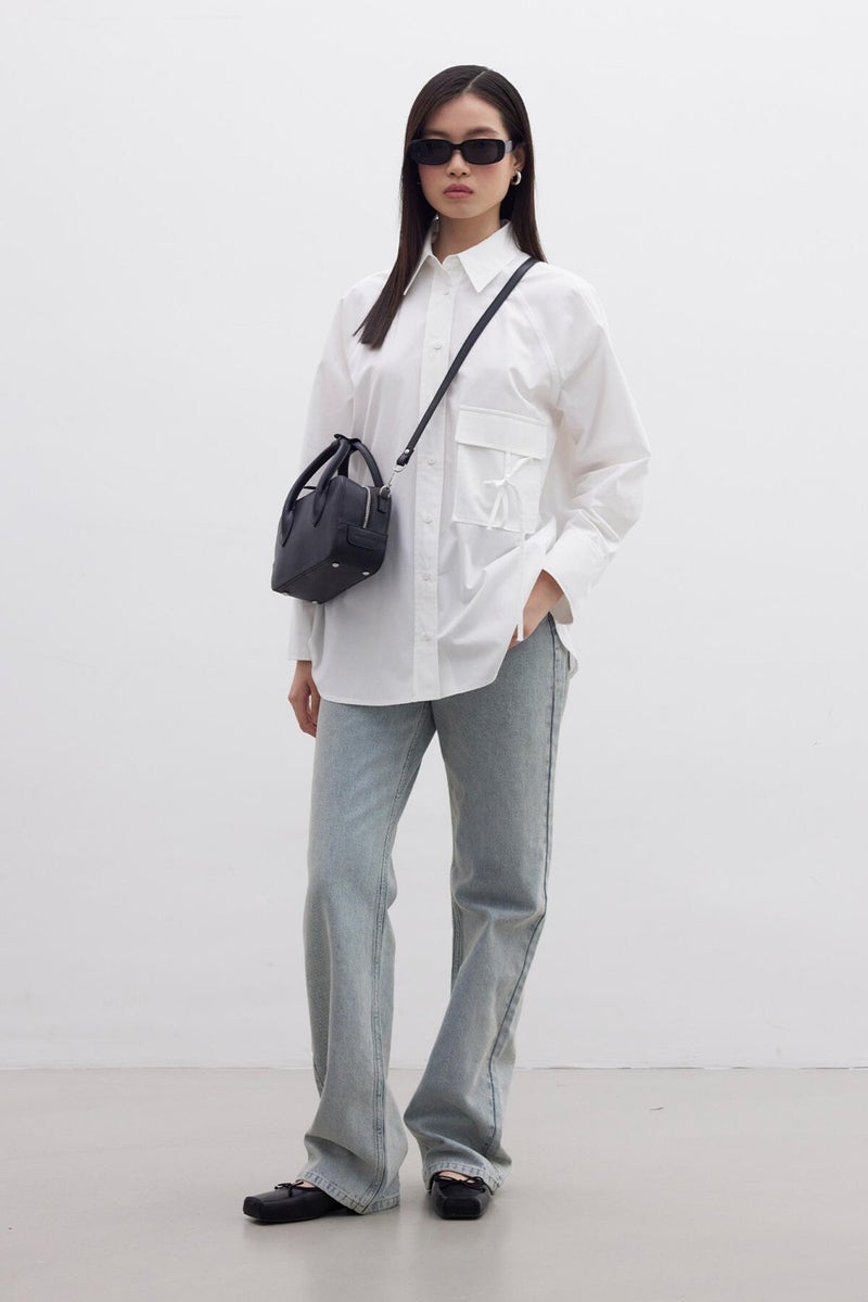Manuka Pocket Tie Detail Shirt Ecru  - Image 2