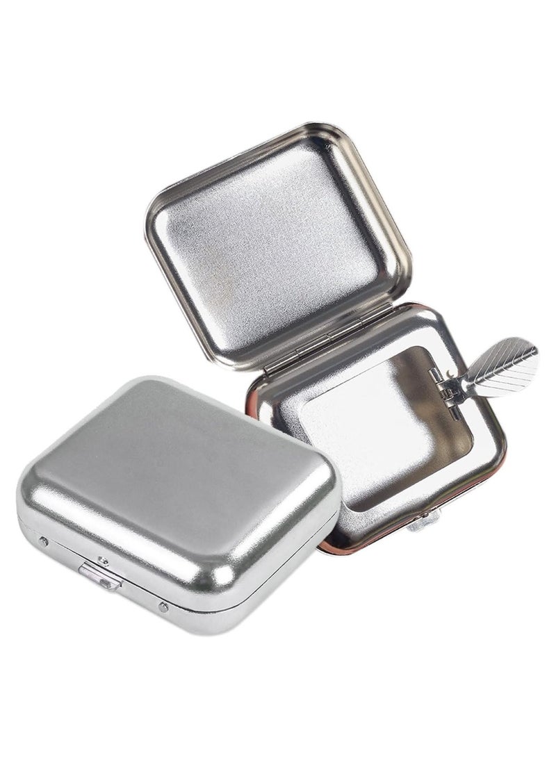 2Pcs Stainless Steel Ashtray Mini Portable Ash Tray Metal Cigar Ashtrays with Lid Pocket Ashtray for Outdoor Home