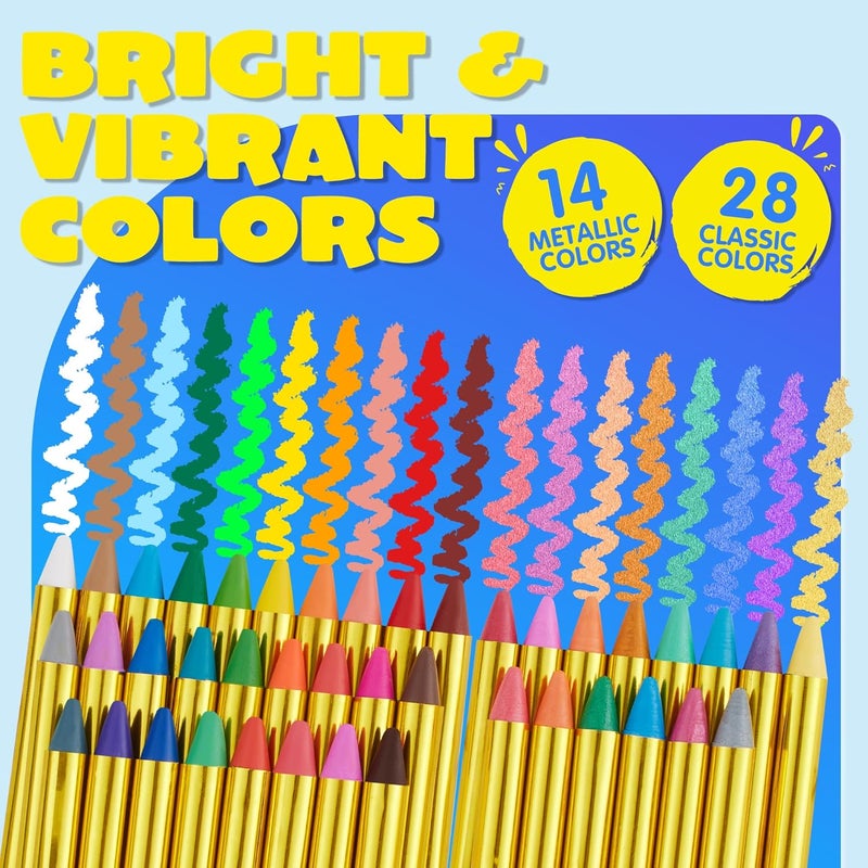 JOYIN 42PCS Face and Body Paint Crayons, XL Face Painting Kit Safe and Non-Toxic Ultimate Party Pack Including 14 Metallic Colors for Birthday Makeup Party Supplies, Festivals, Gifts for Kids Girls Boys - Image 2