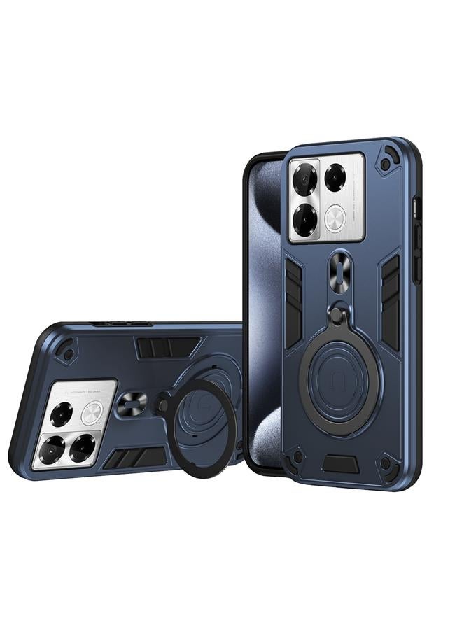 زبون جراب لهاتف Infinix Note 40 Pro 4G مع حلقة معدنية وحامل دوار 360 درجة، جراب هاتف هجين من مادة TPU - Image 1
