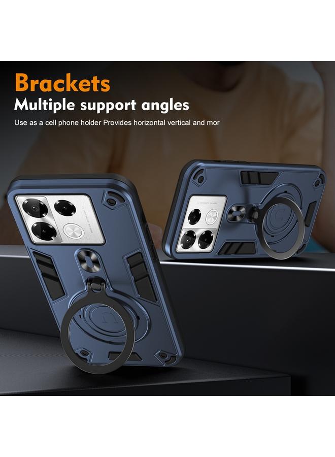 زبون جراب لهاتف Infinix Note 40 Pro 4G مع حلقة معدنية وحامل دوار 360 درجة، جراب هاتف هجين من مادة TPU - Image 3