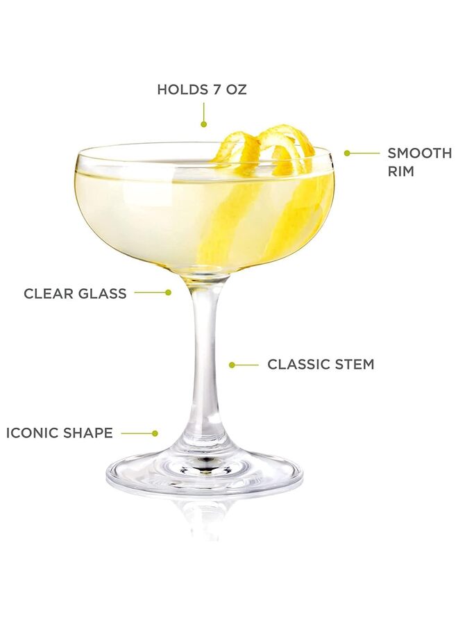 يُسلِّم قطعتان من أكواب كوبيه، أكواب مارتيني لحفلات الكوكتيل، أكواب كوكتيل مثالية لمارغريتا، مانهاتن، أدوات زجاجية أنيقة للترفيه، ملحقات بار المنزل، 7 أونصة - Image 2