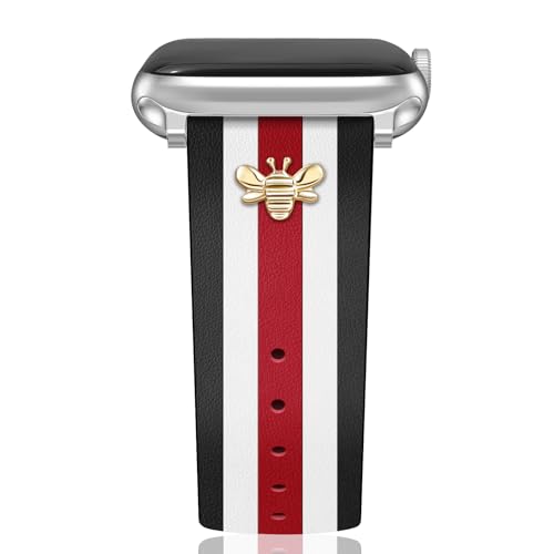 MOINSPIRE Designer Leather Bands with Charms Compatible with Apple Watch 38mm 40mm 41mm 42mm(S11/10) Women Men Genuine Leather Strap Elegant Wristbands for iWatch Series 11/10/9/8/7/6/5/3/2/1/SE/Ultra - Image 1