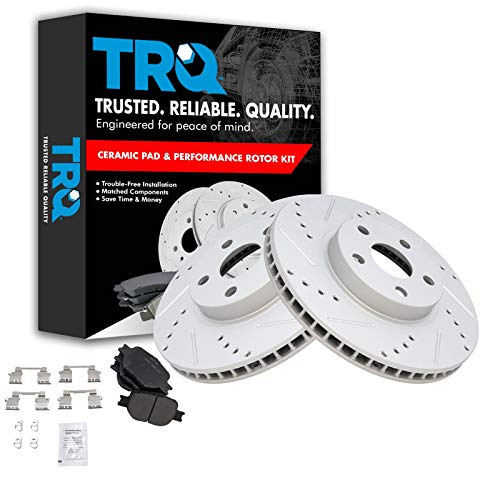 TRQ Front Performance Brake Pad & Rotor Kit Brake Pads Brake Rotors Set Ceramic Premium G-Coated Compatible with 2005-2010 Scion tC 2000-2005 Toyota Celica - Image 2