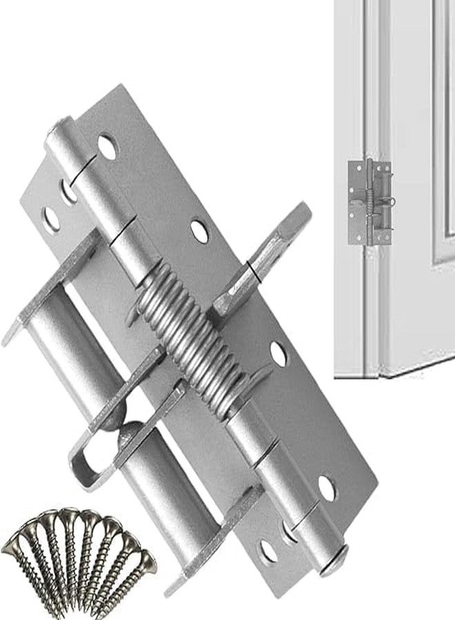 Kresal 3 in 1 Automatic Door Closer Hinge Lock Self-Closing Wooden Hinge Lock for Main Door, Window, Store Room, Kitchen, Office Metal Door Closer (1 pc, Silver) - Image 1
