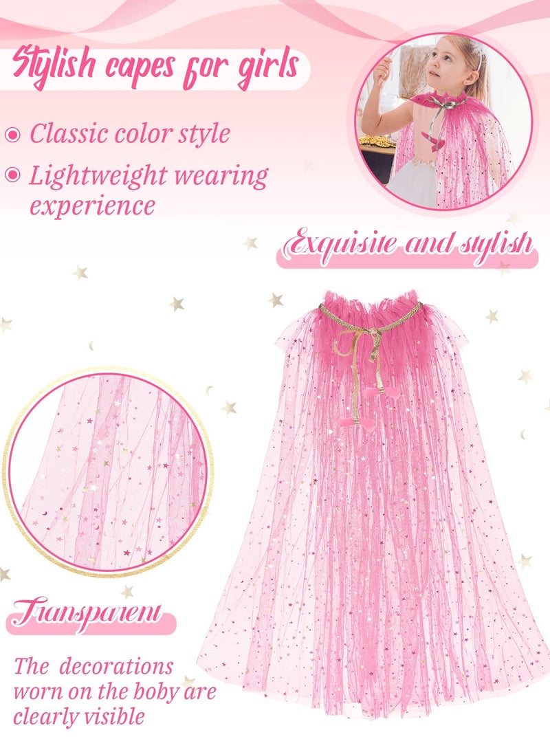 4 Pcs Princess Cape for Little Girls - Fairy Tulle Cape - Blue Princess Cloak and Accessories for Kids Cosplay Party Accessories, Princess Costume for Girls Birthday Party Dressing Up 30Inch
