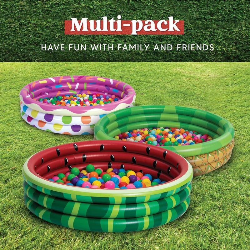 Sloosh 3 Pack 45" X 10" Inflatable Kiddie Pools, Watermelon & Pineapple & Cupcake Swimming Pool for Kids Seasonal Merriment, Indoor&Outdoor Water Pool Baby Swimming Pool Pit Ball Pool - Image 2