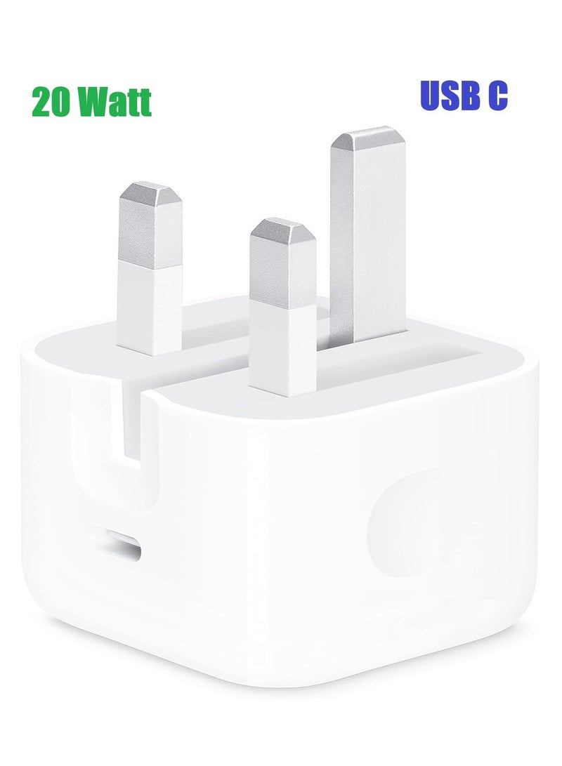 TecV شاحن ايفون سريع 20 وات | شاحن حائط USB C سريع متوافق مع iPhone 15/14/14 Pro/14 Pro Max/13/12/SE2020/11/XR/XS Max/X/iPad  - Image 1