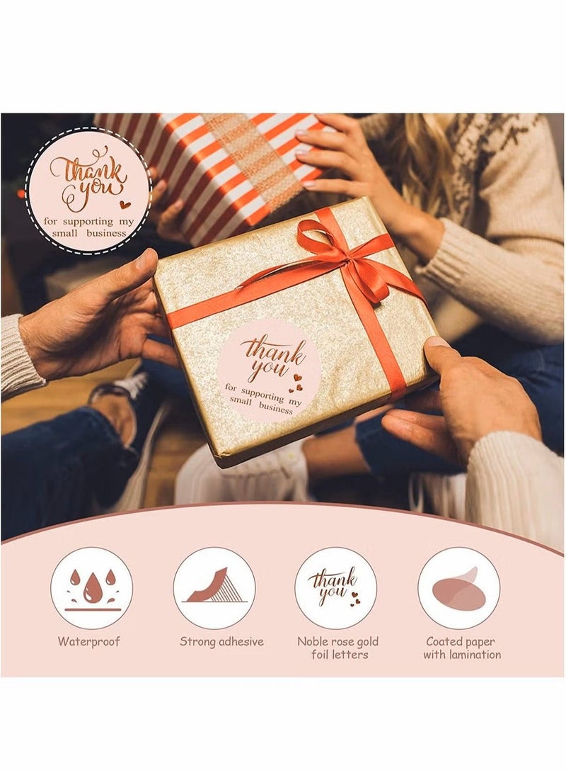 600 Pieces Thank You Cards And Stickers Set Pink Gold Foil Thank You For Supporting My Small Business Cards And Sticker Set For Retail Store Package Insert Envelope Seals Business Owner Sellers - Image 3