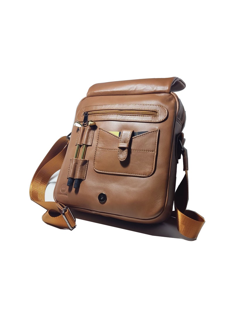 LEATHERIA Men’s Genuine Leather Crossbody Bag With Classy Design, Medium Size  - Image 3