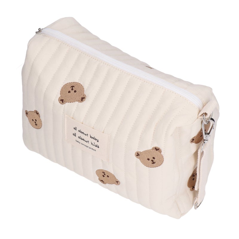 Multifunctional Portable Stroller Baby Diaper Bag Cute Pattern Nappy Diaper Storage BagBear Embroidery - Image 3