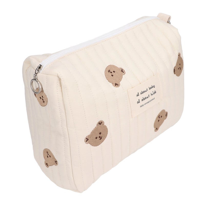 Multifunctional Portable Stroller Baby Diaper Bag Cute Pattern Nappy Diaper Storage BagBear Embroidery - Image 4