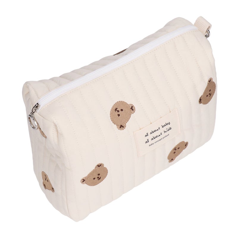 Multifunctional Portable Stroller Baby Diaper Bag Cute Pattern Nappy Diaper Storage BagBear Embroidery - Image 2