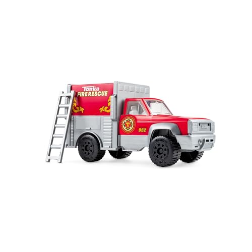 Tonka Steel Classics Fire Rescue Truck  Made with Steel  Sturdy Plastic Red Toy Construction Truck Boys and Girls Kids Toddlers Ages 3 - Image 1