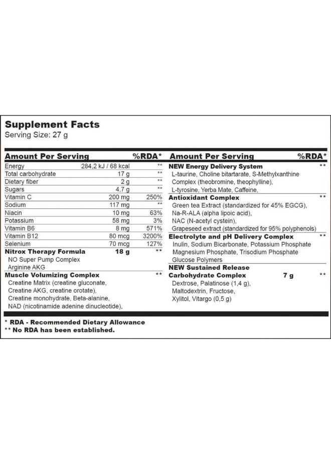 BioTechUSA BioTechUSA Bio Tech USA Nitrox Therapy Supplement, 340 g, Tropical Fruit  - Image 2