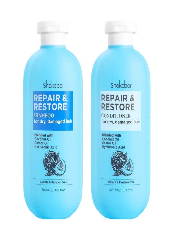 SHAKEBAR Coconut Shampoo and Conditioner, Natural Castor Oil Shampoo and Conditioner, Moisturize Dry & Damaged Hair, Hydration & Softens, Sulfate & Paraben Free.300ml / 10.1fl Oz. - Image 1