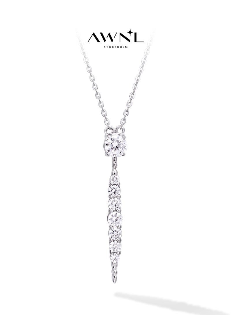 AWNL Veil's Twilight Necklace for Women – Pendant with White Zirconia Gemstone and Sterling Silver, Middle East Exclusive Collection - Image 1