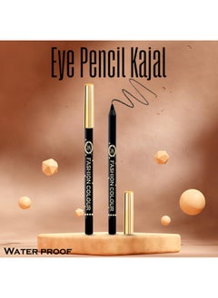 Fashion Colour Super Gliding Kajal Jet Black Waterproof Smudge Proof Long Lasting 24Hr Stay One Stroke Application 1.2g  - Image 2