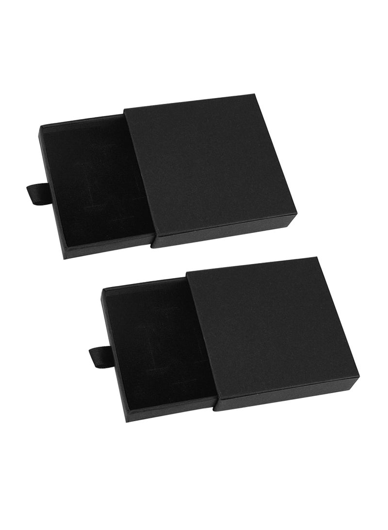 Barakah Jewelry Box, 2pcs Jewelry Gift Packaging Bracelet Cardboard Square Black Kraft Boxes for Necklace Ring Pendant Storage - Image 1