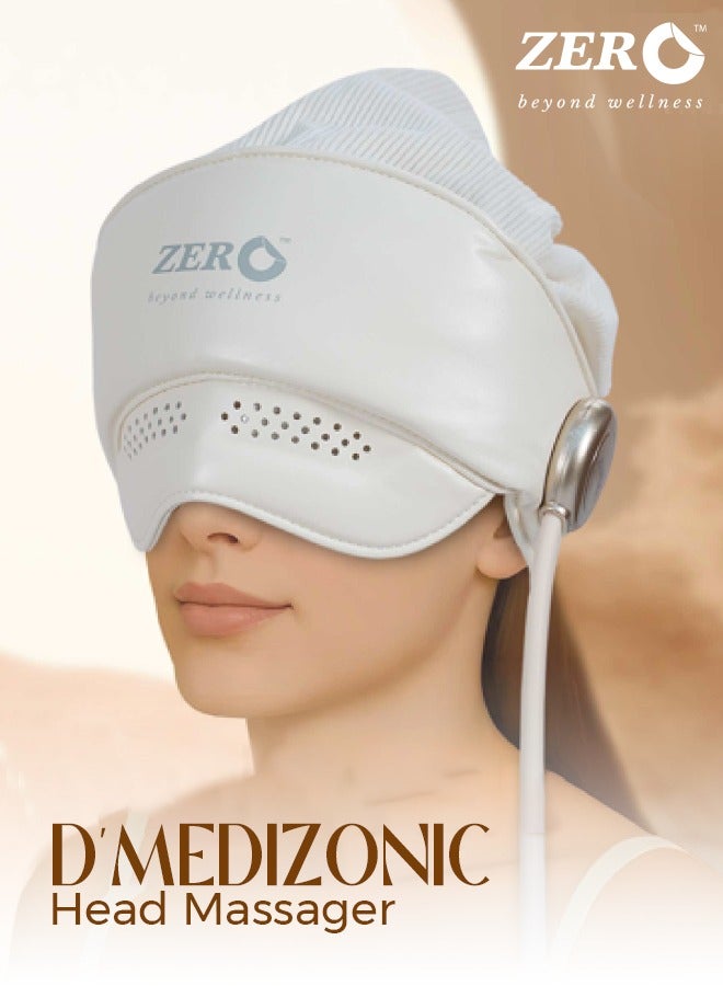 Zero Beyond Wellness Zero Healthcare D’Medizonic Head Massager with Heat Therapy – Electric Airbag Compression for Stress Relief, Headache & Tension – Adjustable Fit, 4 Modes, Soothing Music – Portable & Rechargeable Head Massage Device for Home & Office - Image 1