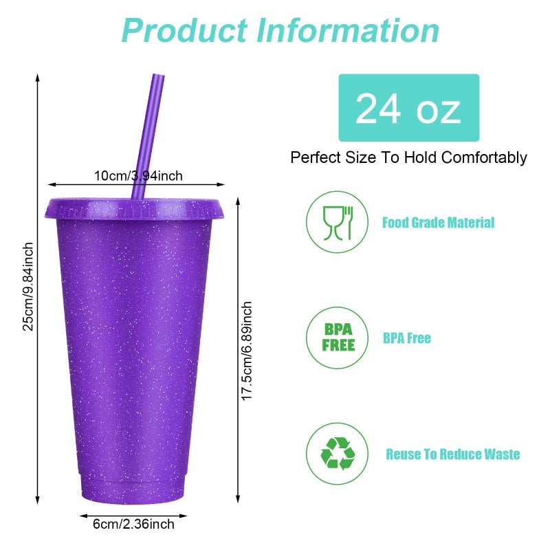 LEIFEOSH 24 Pack Plastic Tumblers with Lids and Straws  Reusable Cups with Lids Plastic Colorful Cups for Parties Birthdays  Iced Coffee Cup Travel Mug Cold Drink Cups Bulk Tumblers (24 oz  Solid Colors) - Image 3