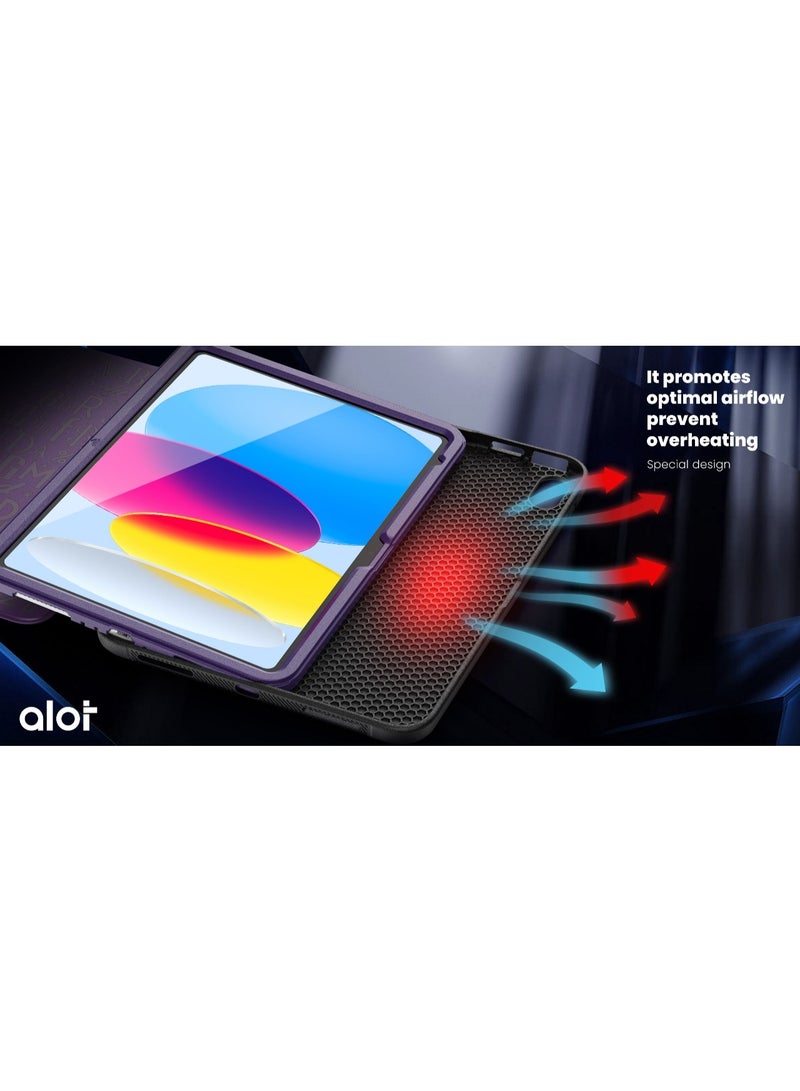 ALot Magnetic iPad Case for iPad 10th Gen (10.9-inch) - Multi-Functional Cover with Thermoline Protection, 5 Magnetic Rings, & Integrated Pencil Holder - Image 4