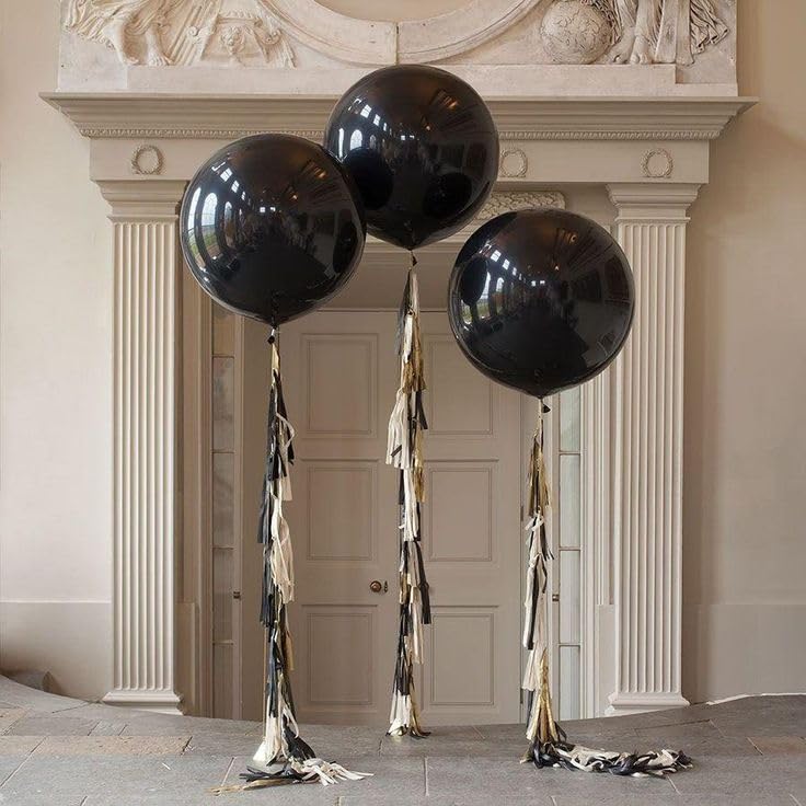Bezente Black Giant Balloons 36 Inch - 8 Pack Jumbo Black Balloons Large Round Black Latex Balloons For Photo Shoot Birthday Graduation Baby Shower Gender Reveal Halloween Party Decorations - Image 5