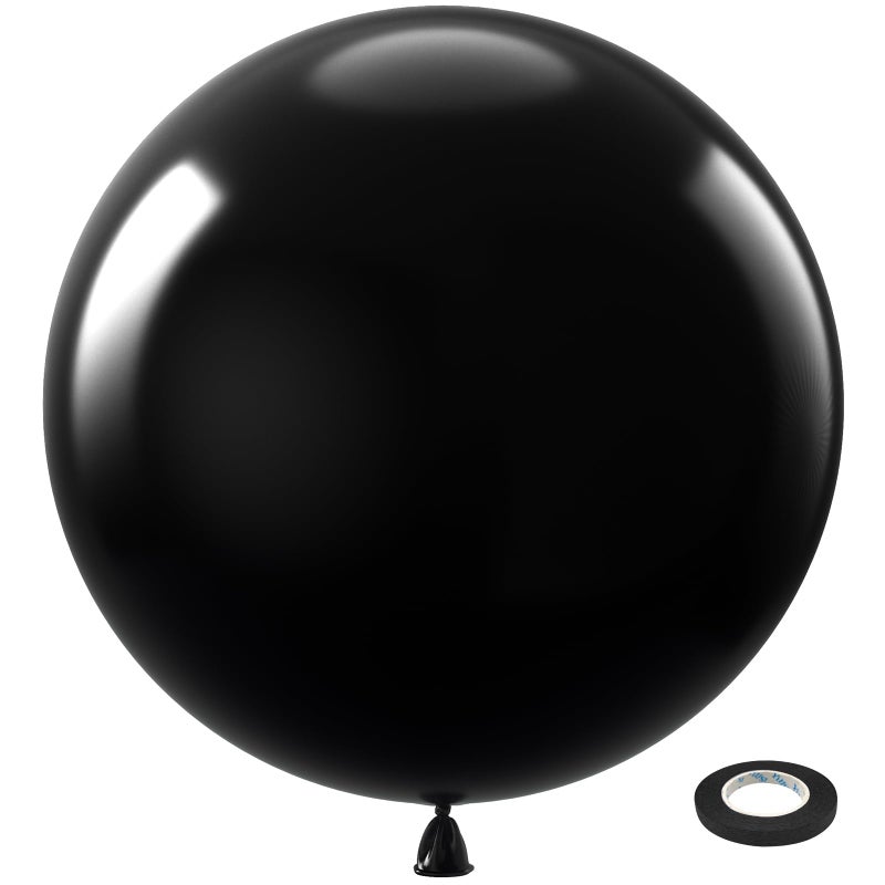 Bezente Black Giant Balloons 36 Inch - 8 Pack Jumbo Black Balloons Large Round Black Latex Balloons For Photo Shoot Birthday Graduation Baby Shower Gender Reveal Halloween Party Decorations - Image 1