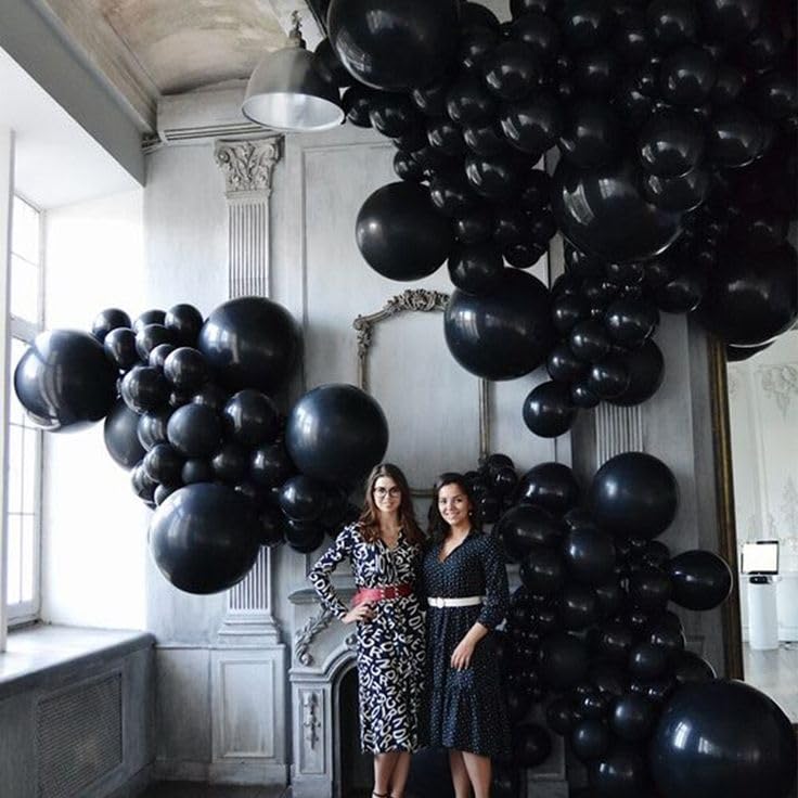 Bezente Black Giant Balloons 36 Inch - 8 Pack Jumbo Black Balloons Large Round Black Latex Balloons For Photo Shoot Birthday Graduation Baby Shower Gender Reveal Halloween Party Decorations - Image 3