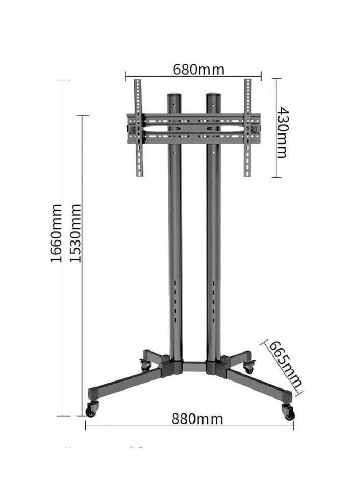 32 40 42 43, 49, 55, 75, 65, 60 65" LED TV Cart Trolley with Wheels Portable Stand - Image 2