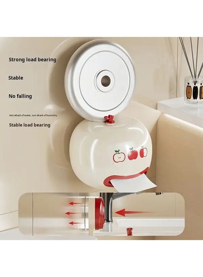 كريم أبيض بدون حفر حامل علبة المناديل المثبت على الحائط مع كوب شفط - Image 1