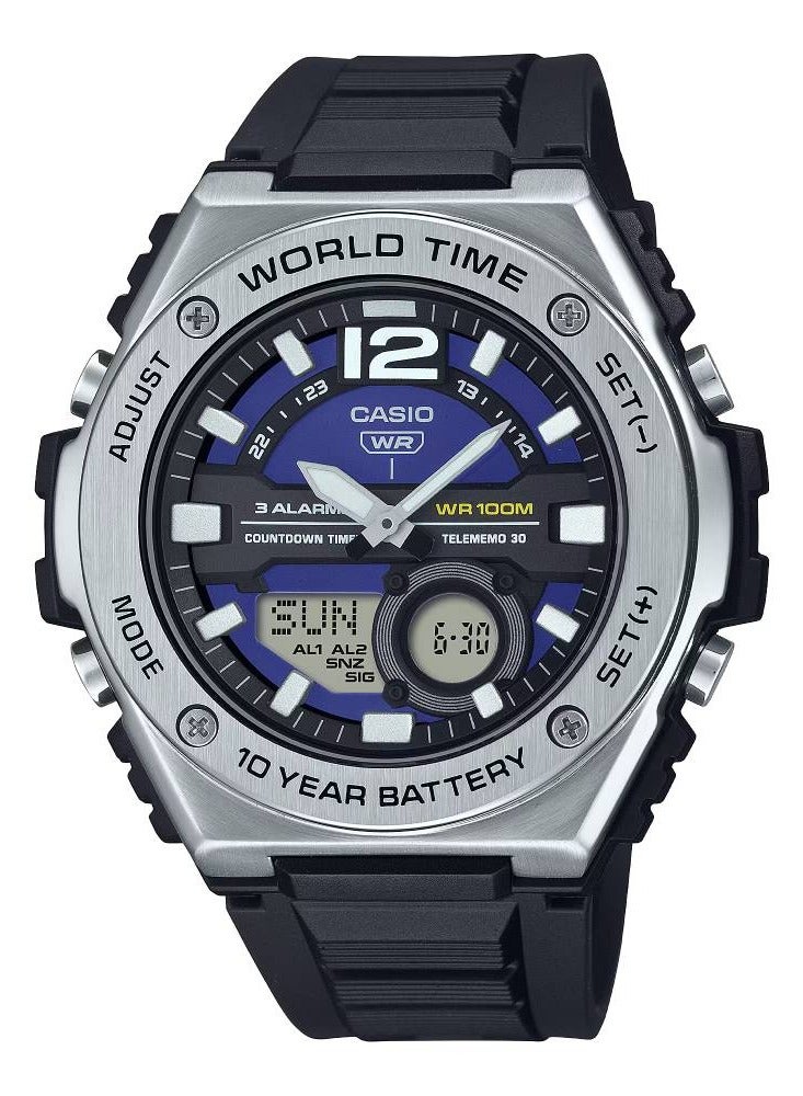 CASIO ساعة MWQ-100-2A بسوار من الراتنج تناظري ورقمي