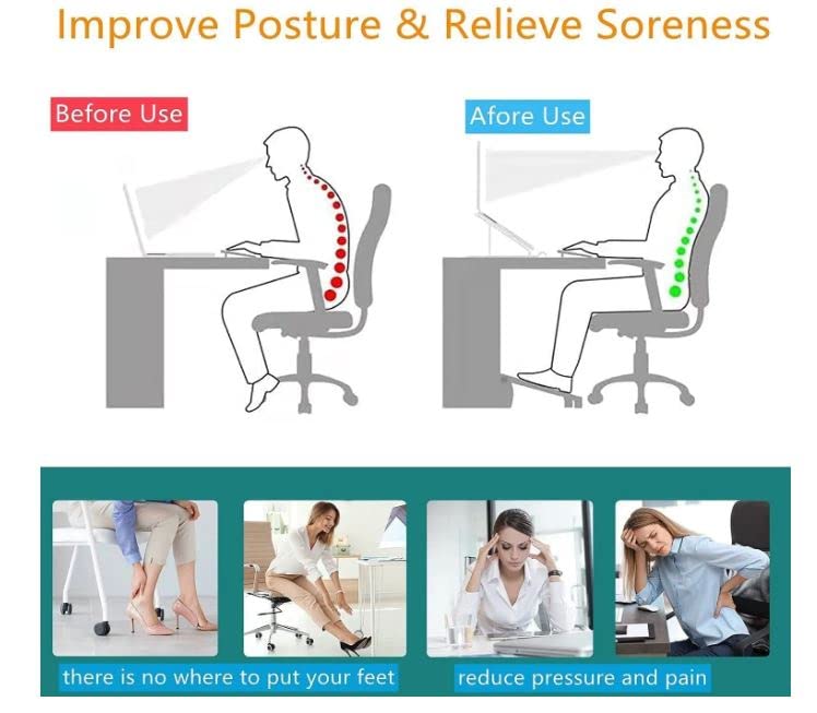 Abhsant Abhsant Portable Foot StandAdjustable FootRestNonSlip Foot Stools for Office Home Travel Under Desk Roller Massage Adjustable Height Relieve Leg Knee and Back Pain Foot Rest AB02  - Image 4