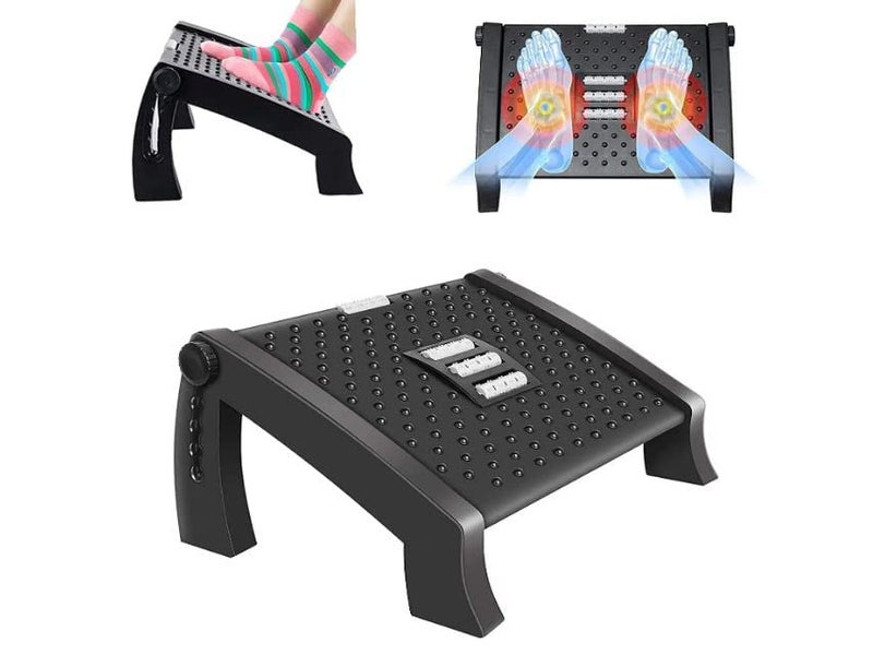 Abhsant Abhsant Portable Foot StandAdjustable FootRestNonSlip Foot Stools for Office Home Travel Under Desk Roller Massage Adjustable Height Relieve Leg Knee and Back Pain Foot Rest AB02  - Image 1
